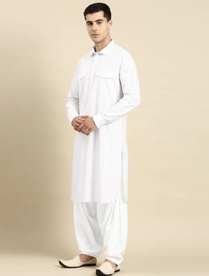 White fine cotton pathani with salwar 2