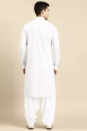 White fine cotton pathani with salwar