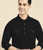 Black fine cotton pathani with salwar