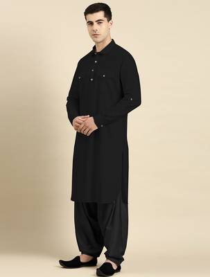 Black fine cotton pathani with salwar 3