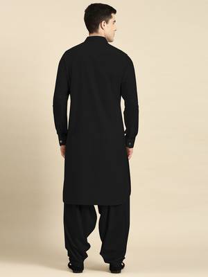 Black fine cotton pathani with salwar 5