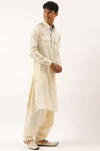 Cream classic premium pathani kurta set