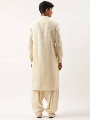 Cream classic premium pathani kurta set 5