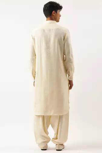 Cream classic premium pathani kurta set
