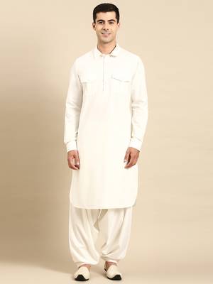 Off white fine cotton pathani with salwar 1