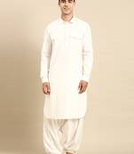 Off white fine cotton pathani with salwar