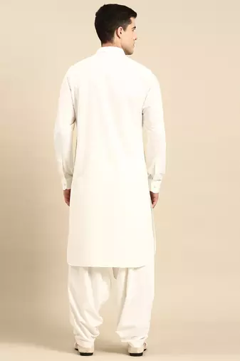Off white fine cotton pathani with salwar