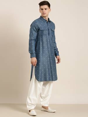Denim blue cotton pathani with salwar 4