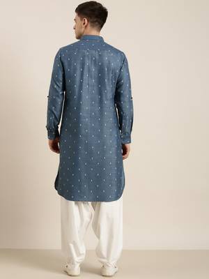 Denim blue cotton pathani with salwar 5
