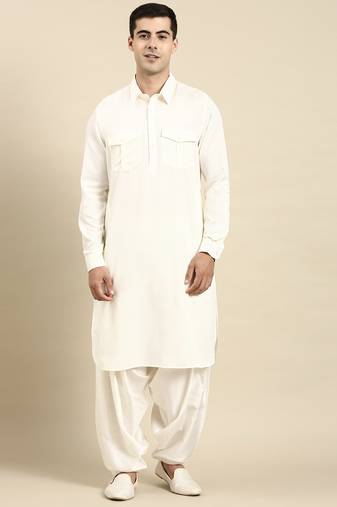 White cotton pathani with salwar