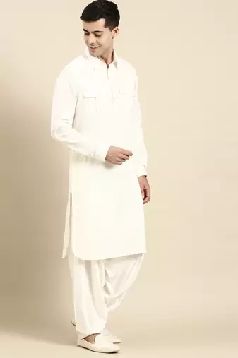 White cotton pathani with salwar