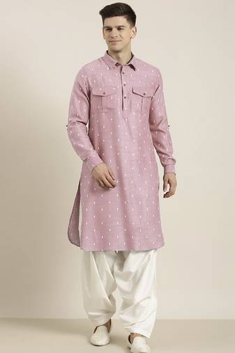 Pink cotton pathani with salwar