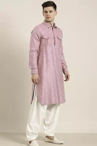 Pink cotton pathani with salwar