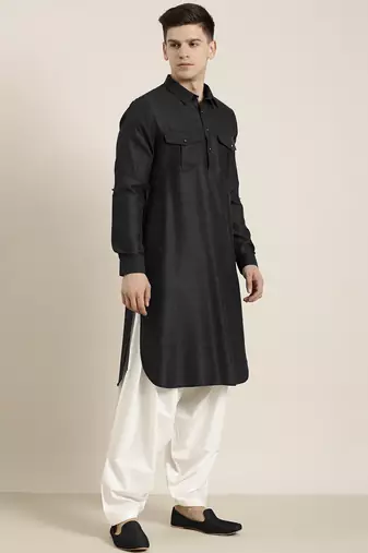 Black cotton pathani with salwar