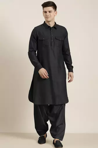 Black cotton pathani with salwar