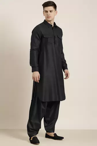 Black cotton pathani with salwar