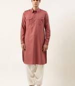 Burgundy pure cotton pathani with salwar