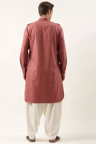 Burgundy pure cotton pathani with salwar