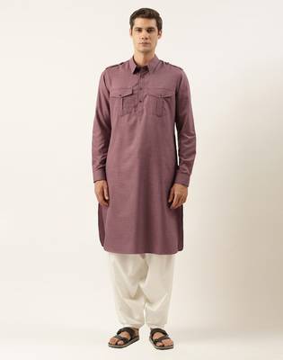 Purple pure cotton pathani with salwar 1