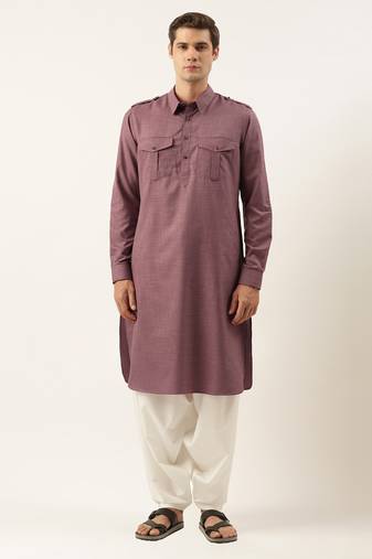 Purple pure cotton pathani with salwar