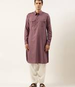 Purple pure cotton pathani with salwar