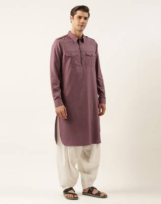 Purple pure cotton pathani with salwar 4