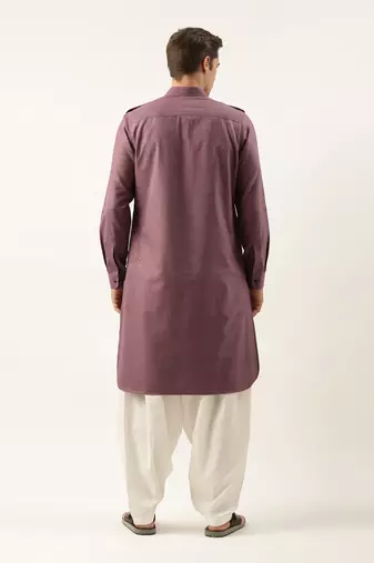 Purple pure cotton pathani with salwar