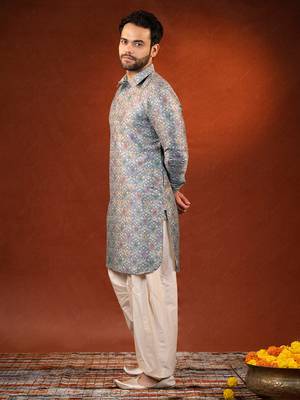Multi color printed pathani salwar set 3