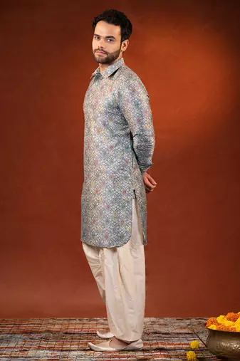 Multi color printed pathani salwar set