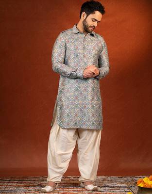Multi color printed pathani salwar set 5