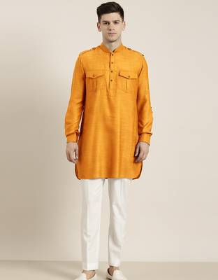 Mustard cotton short pathani 2