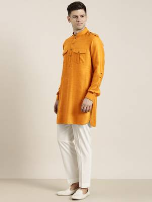 Mustard cotton short pathani 4
