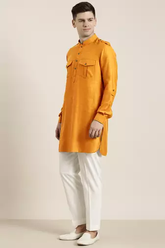 Mustard cotton short pathani