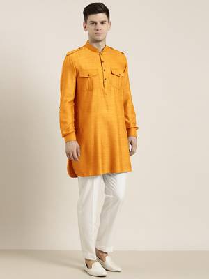 Mustard cotton short pathani 5