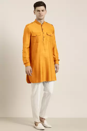 Mustard cotton short pathani