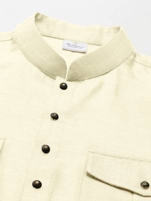 Cream cotton short pathani 3