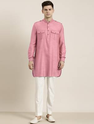 Old rose cotton short pathani 2