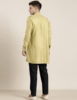Greenish beige cotton short pathani 2
