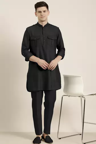 Black cotton short pathani