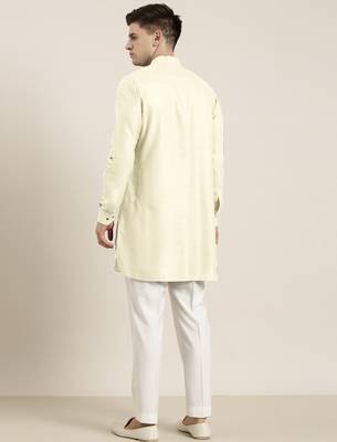 Cream cotton short pathani 5