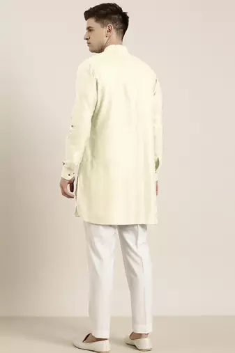 Cream cotton short pathani