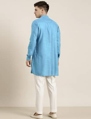 Blue light cotton short pathani 5