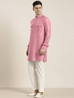 Old rose cotton short pathani 3