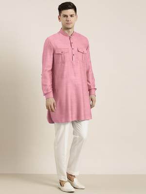 Old rose cotton short pathani 4