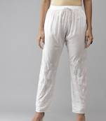 Hand embroidered white cotton lucknowi chikankari palazzo