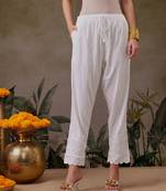 Hand embroidered white lycra lucknowi chikankari pant