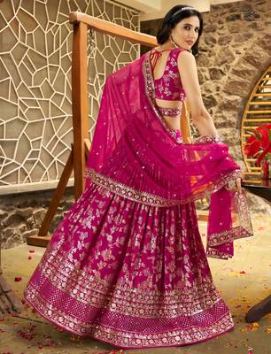 rani zari embroidery silk lehenga set choli with dupatta with dupatta 5