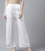 Hand embroidered white cotton lucknowi chikankari palazzo