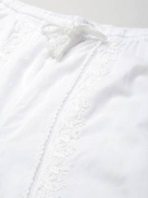 Hand embroidered white cotton lucknowi chikankari palazzo 5