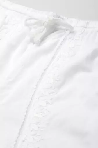 Hand embroidered white cotton lucknowi chikankari palazzo